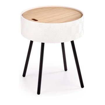 Masă de cafea AURA 45x38 cm alb/negru/bej