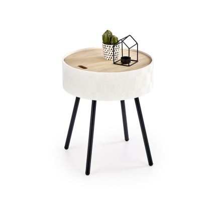 Masă de cafea AURA 45x38 cm alb/negru/bej