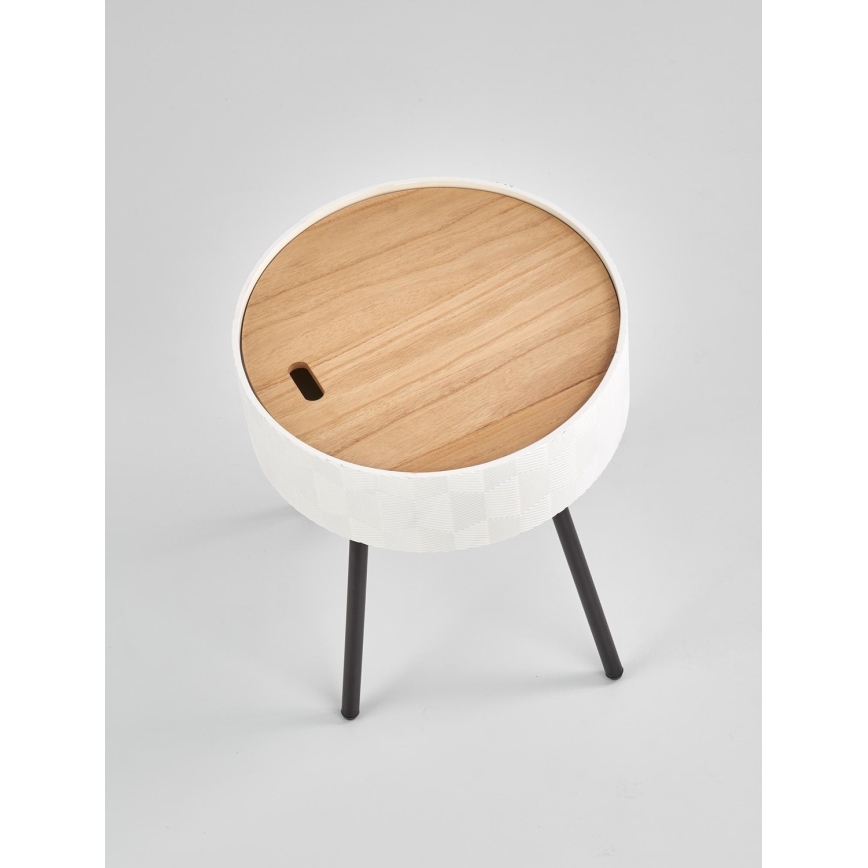 Masă de cafea AURA 45x38 cm alb/negru/bej