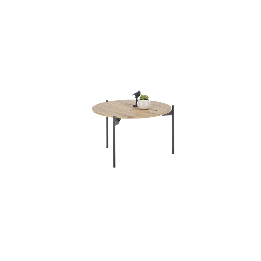 Masă de cafea AURA, diametru 55 cm, stejar/antracit