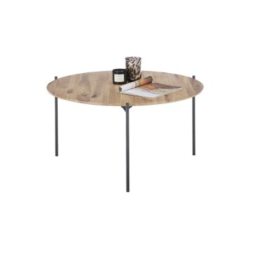 Masă de cafea AURA, diametru 74 cm, stejar/antracit