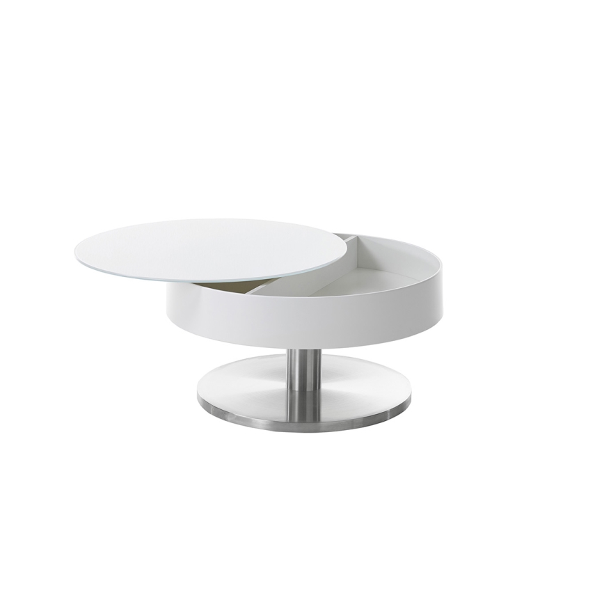 Masă de cafea BLOCK, Ø 79 cm, alb/argintiu