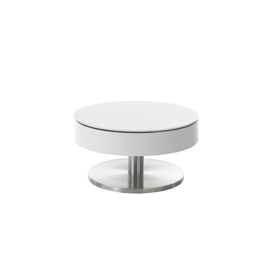Masă de cafea BLOCK, Ø 79 cm, alb/argintiu