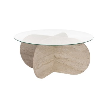 Masă de cafea BUBBLE Ø 75 cm, bej/transparent