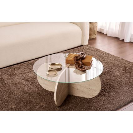 Masă de cafea BUBBLE Ø 75 cm, bej/transparent