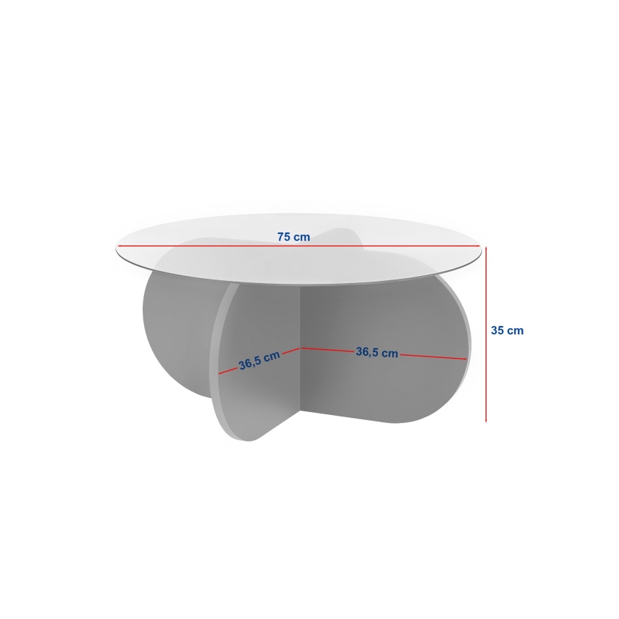 Masă de cafea BUBBLE Ø 75 cm, bej/transparent