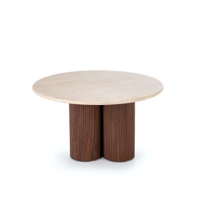 Masă de cafea CALDO, diametru 80 cm, maro/bej