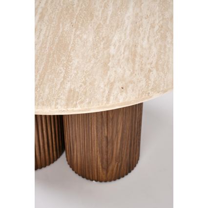 Masă de cafea CALDO, diametru 80 cm, maro/bej