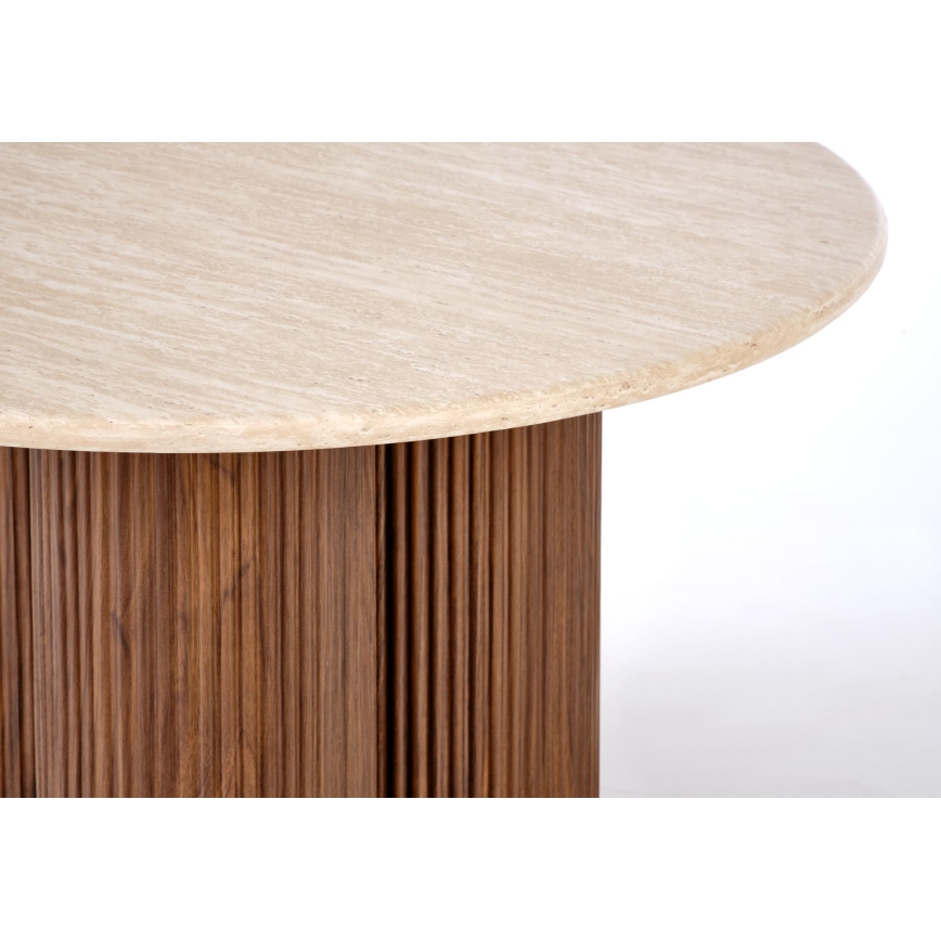 Masă de cafea CALDO, diametru 80 cm, maro/bej