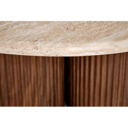 Masă de cafea CALDO, diametru 80 cm, maro/bej