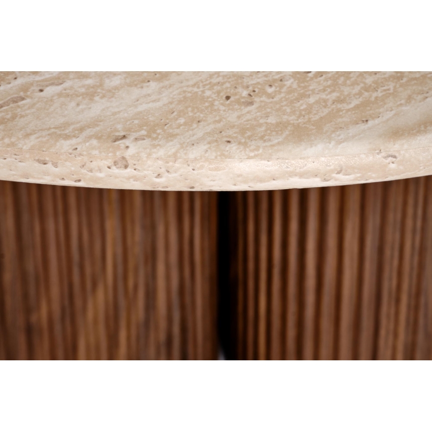 Masă de cafea CALDO, diametru 80 cm, maro/bej