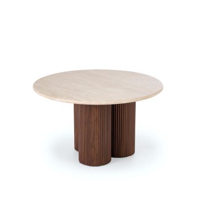 Masă de cafea CALDO, diametru 80 cm, maro/bej