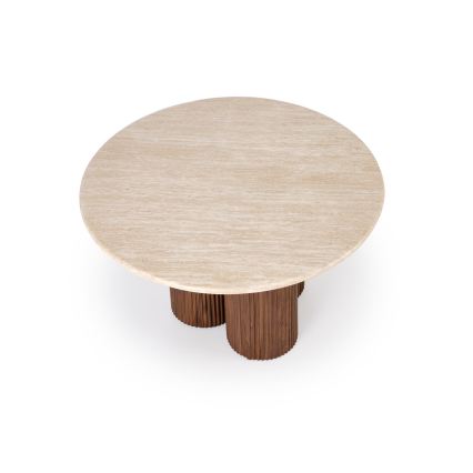 Masă de cafea CALDO, diametru 80 cm, maro/bej