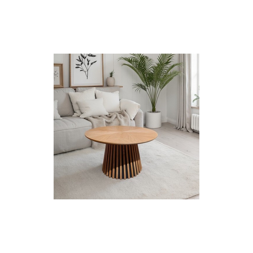 Masă de cafea CARINA, Ø 75 cm, stejar/negru