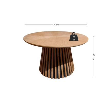 Masă de cafea CARINA, Ø 75 cm, stejar/negru