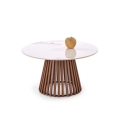 Masă de cafea CARINA Ø 80 cm maro/alb/decor de marmură