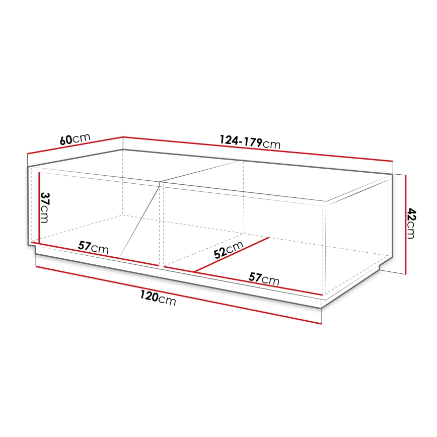 Masă de cafea CEELIAS 42x124 cm antracit/stejar Wotan