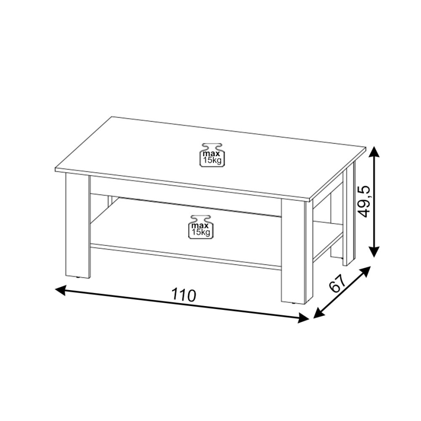 Masă de cafea COCO, stejar Sonoma