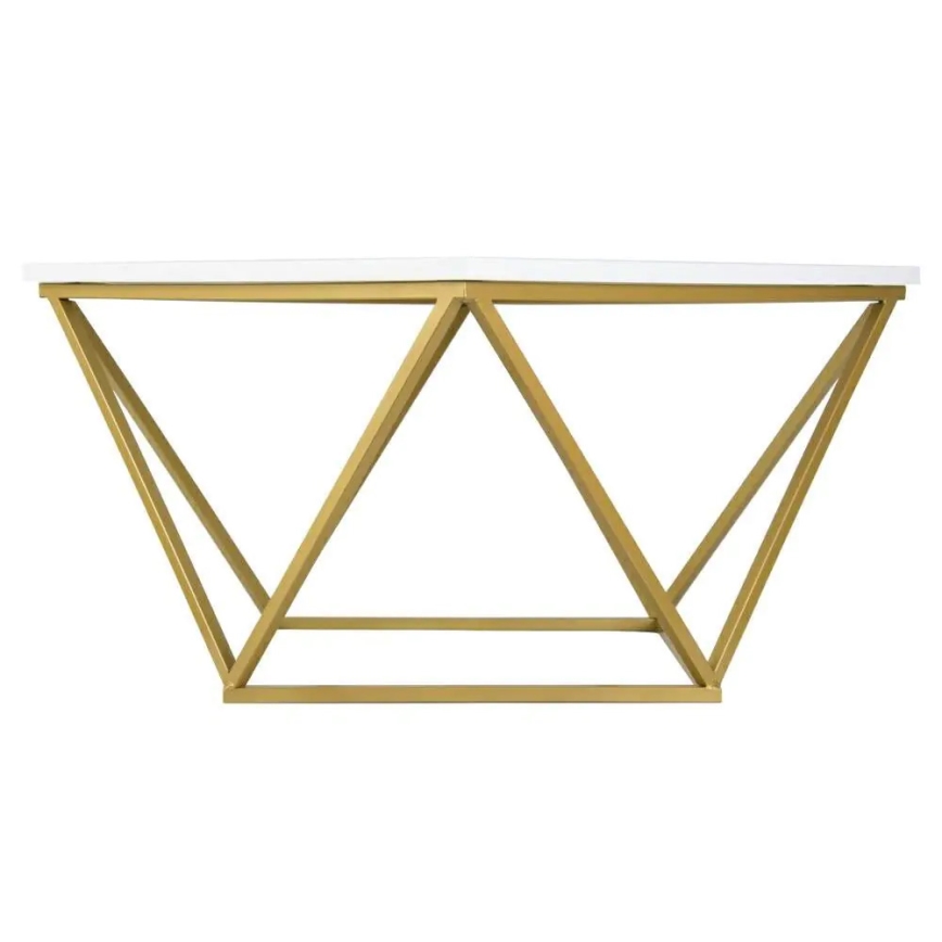 Măsuță de cafea CURVED 62x62 cm alama/ alb