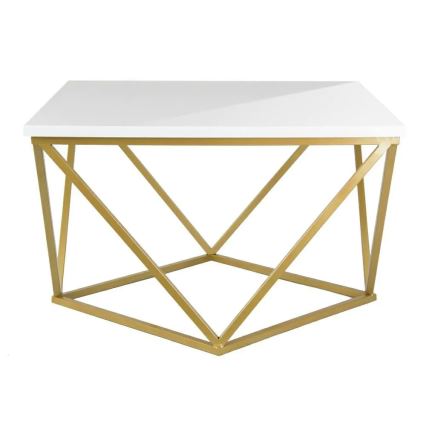 Măsuță de cafea CURVED 62x62 cm alama/ alb