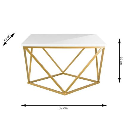 Măsuță de cafea CURVED 62x62 cm alama/ alb