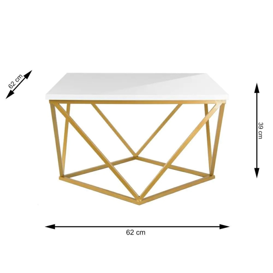 Măsuță de cafea CURVED 62x62 cm alama/ alb