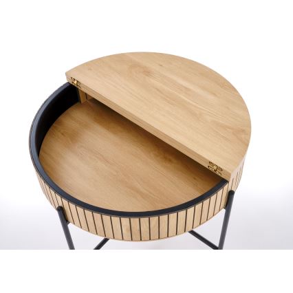 Masă de cafea DANTE, diametru 67 cm, maro/negru