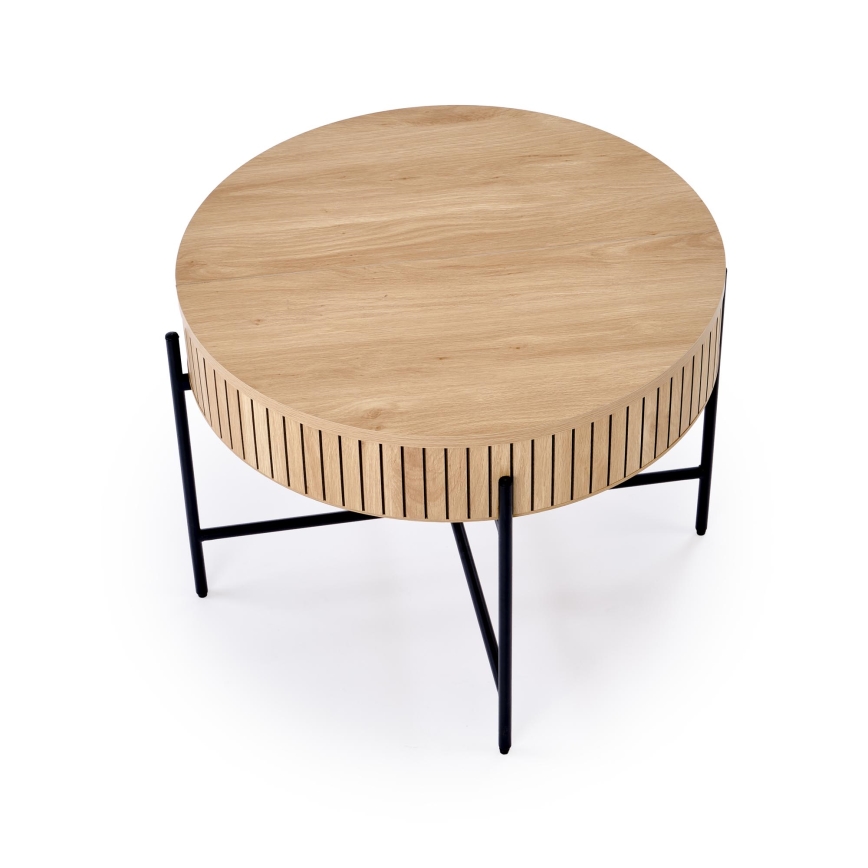 Masă de cafea DANTE, diametru 67 cm, maro/negru