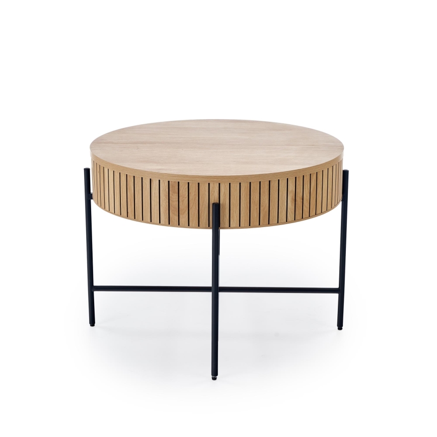 Masă de cafea DANTE, diametru 67 cm, maro/negru