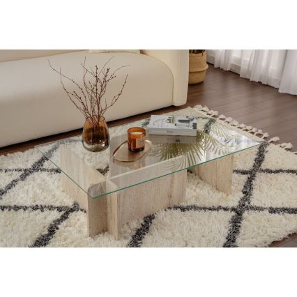 Masă de cafea ESCAPE 105 x 65 cm, bej/transparent