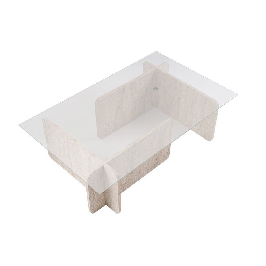 Masă de cafea ESCAPE 105 x 65 cm, bej/transparent