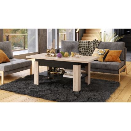 Masă de cafea extensibilă cu blat rabatabil ROY 130/170x65 cm stejar Sonoma/negru