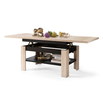 Masă de cafea extensibilă cu blat rabatabil ROY 130/170x65 cm stejar Sonoma/negru