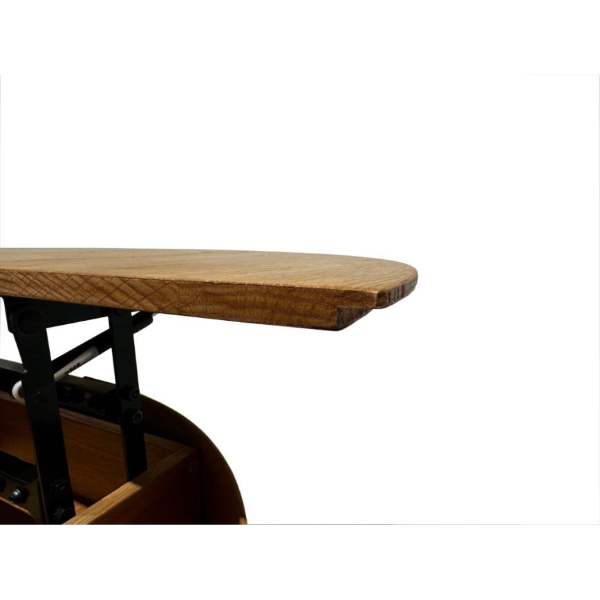Masă de cafea extensibilă PURE cu blat elevabil, diametru 80 cm, stejar/negru