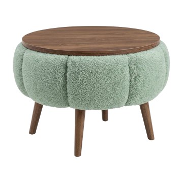 Masă de cafea FELPO, Ø 45 cm, verde/nuc