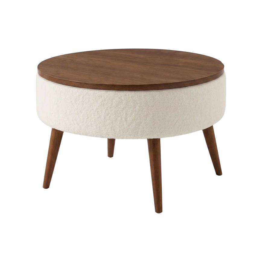 Masă de cafea FELPO, Ø 60 cm, alb/nuc