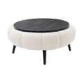 Masă de cafea FELPO Ø 60 cm negru/alb/decor marmură
