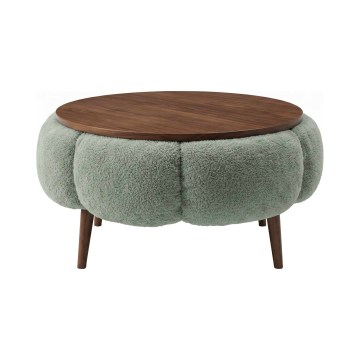 Masă de cafea FELPO Ø 60 cm verde/nuc