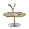 Masă de cafea FOCUS, diametru 80 cm, stejar/oțel inoxidabil