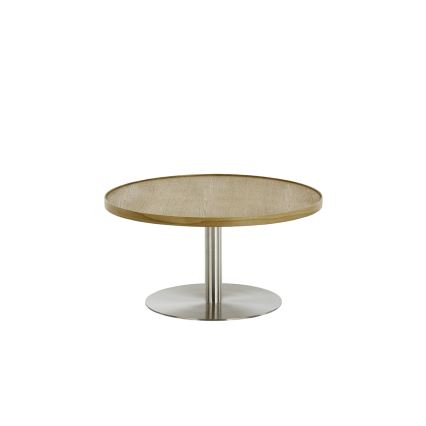 Masă de cafea FOCUS, diametru 80 cm, stejar/oțel inoxidabil
