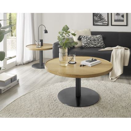 Masă de cafea FOCUS Ø 60 cm stejar/negru