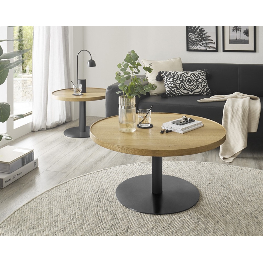 Masă de cafea FOCUS Ø 60 cm stejar/negru