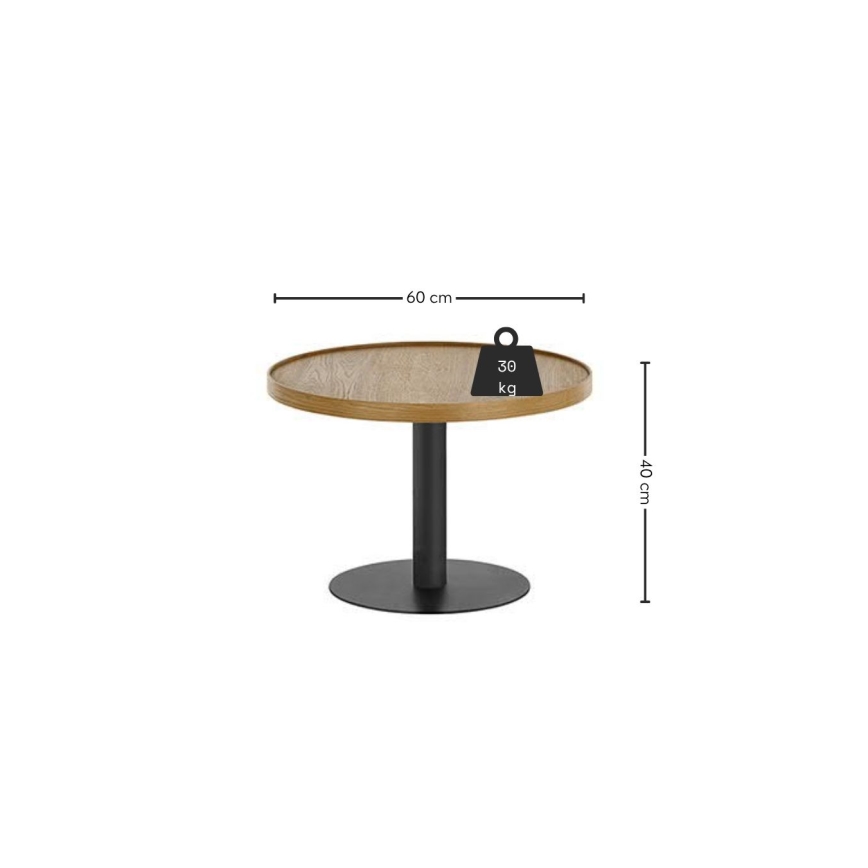 Masă de cafea FOCUS Ø 60 cm stejar/negru