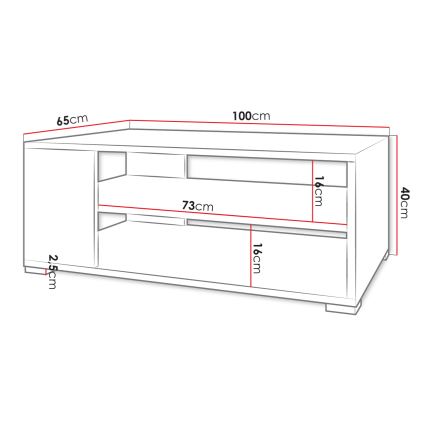Masă de cafea GIMREN 40 x 100 cm, albă