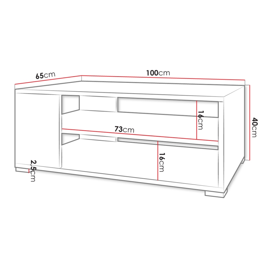 Masă de cafea GIMREN 40 x 100 cm, albă
