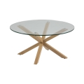 Masă de cafea LUCA, 82 cm, sticlă transparentă/stejar