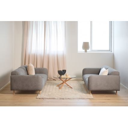 Masă de cafea LUCA, 82 cm, sticlă transparentă/stejar