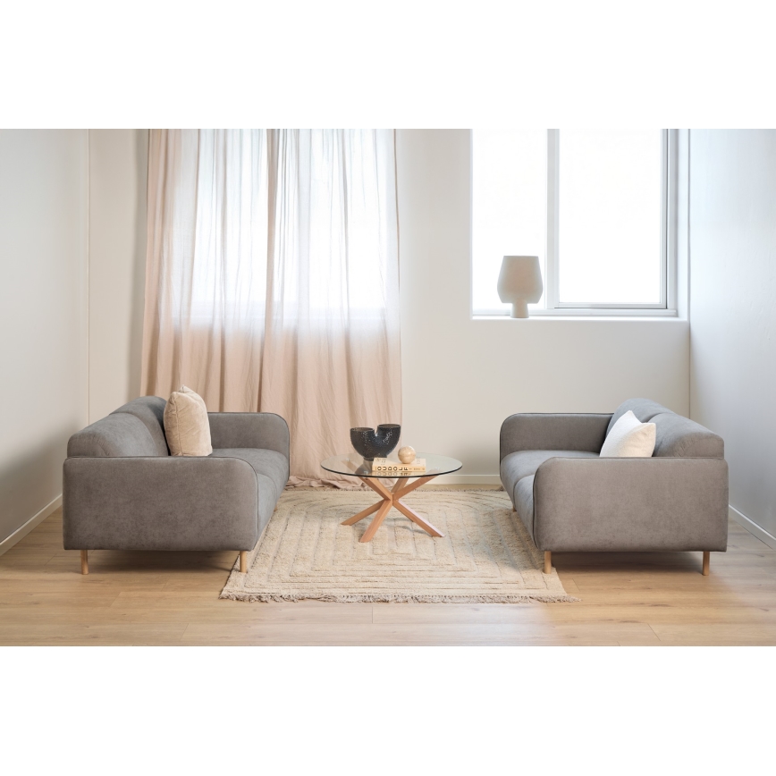 Masă de cafea LUCA, 82 cm, sticlă transparentă/stejar