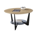 Masă de cafea MARMO, Ø 70 cm, stejar/negru