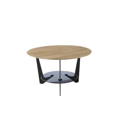 Masă de cafea MARMO, Ø 70 cm, stejar/negru